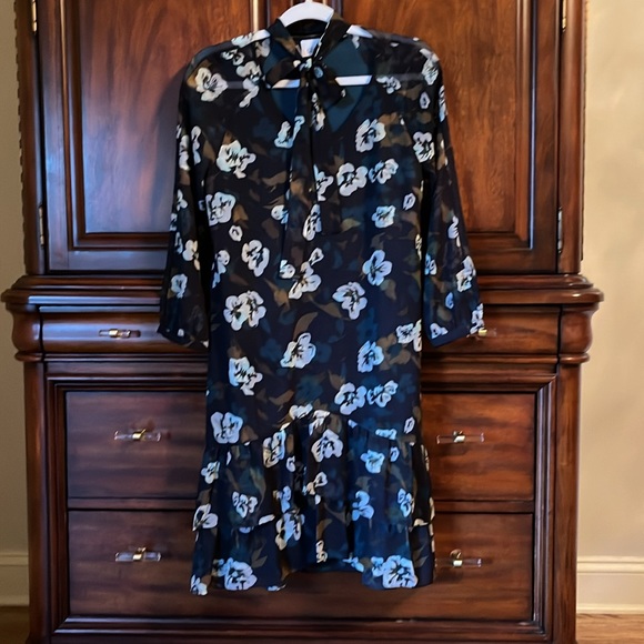 Cabi dress. Navy with brown, teal and cream. XS. Like new worn once. - Picture 9 of 13